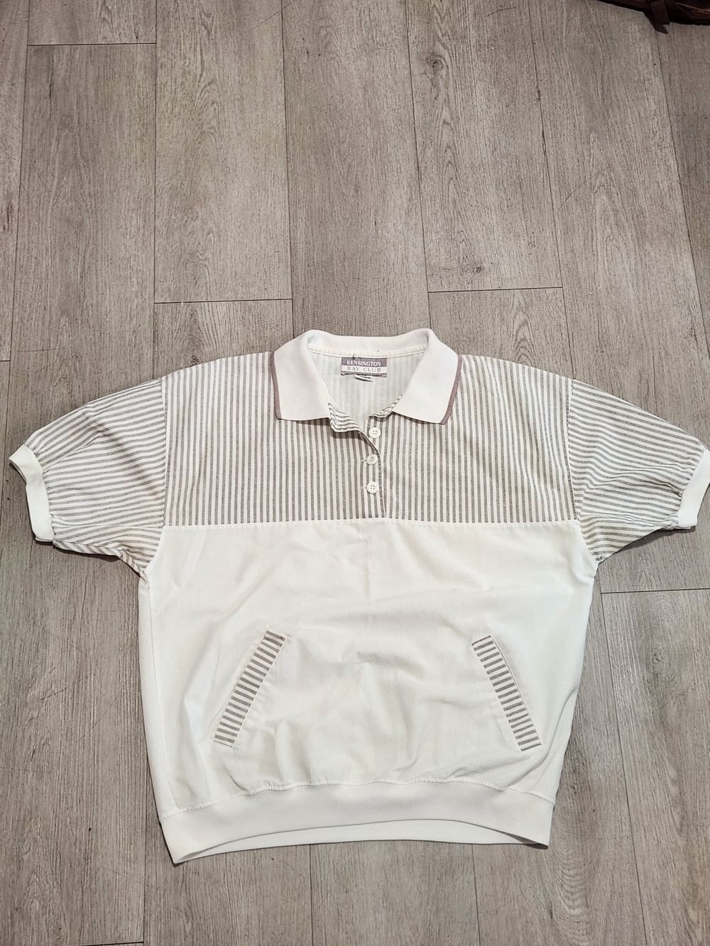 ​Vintage Coastal Grandpa Kensington Bay Club Striped Polo Top Front Pockets